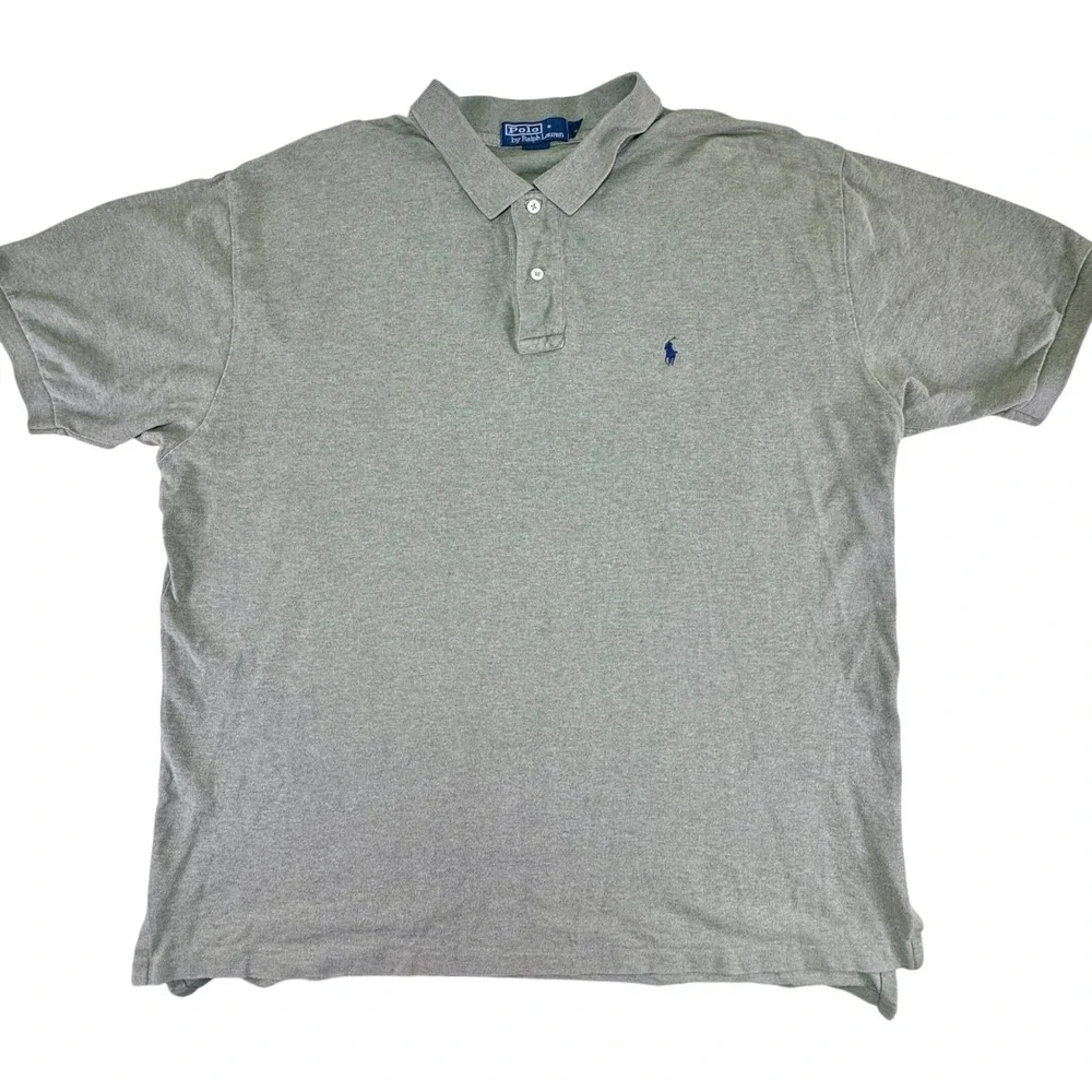Polo Ralph Lauren Sage‎ Gray Cotton Polo Shirt XXL Classic Fit Embroidered Pony