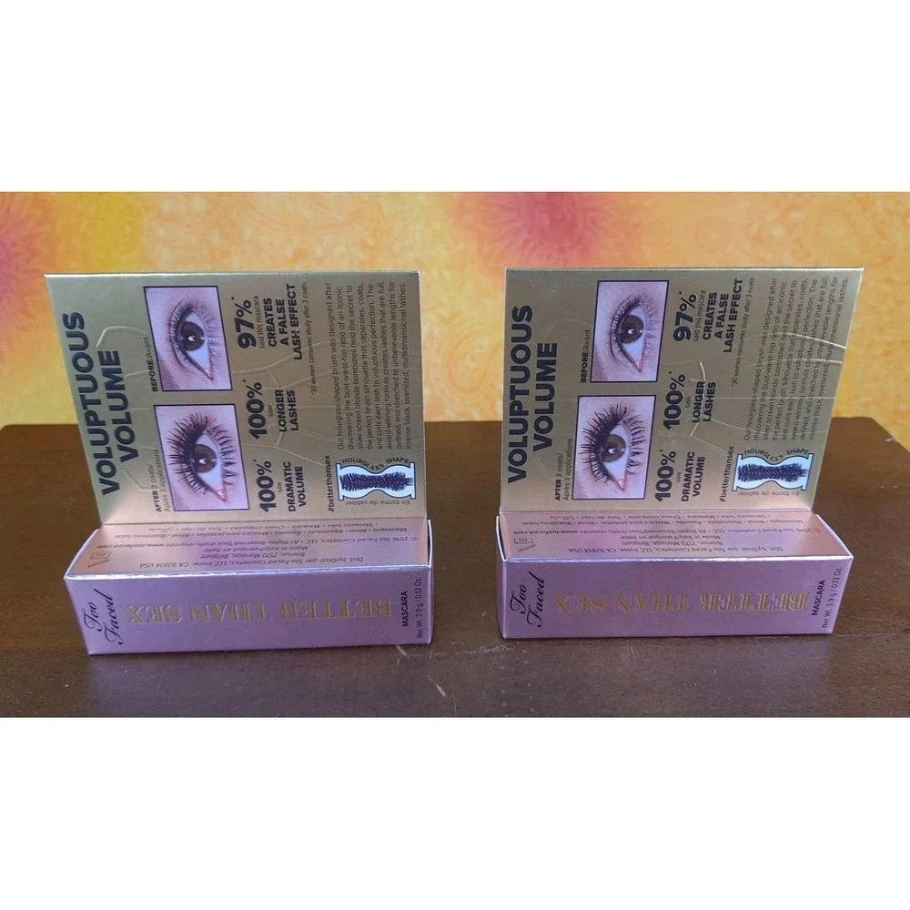 Set‎ Of 2 TOO FACED Better Than Sex Mascara Black .13 oz 3.9 g Deluxe Travelsize