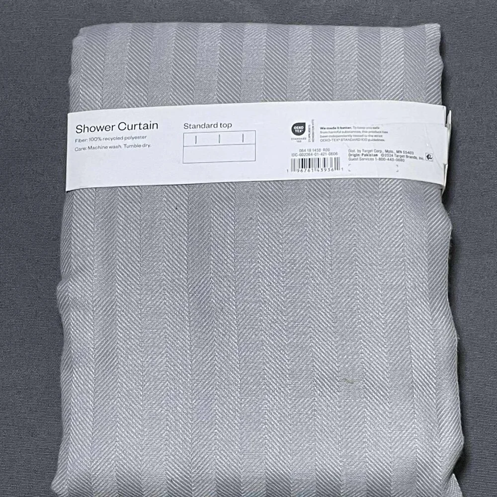 Brand New Fabric Herringbone Shower Curtain Gray - Room Essentials.