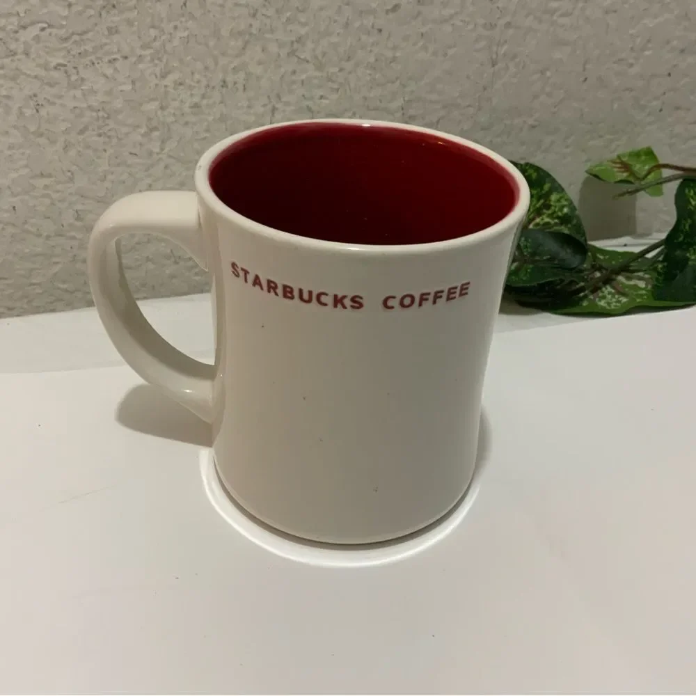 Starbucks 2008 Embossed Red Dove White Coffee/Tea Mug 12 oz