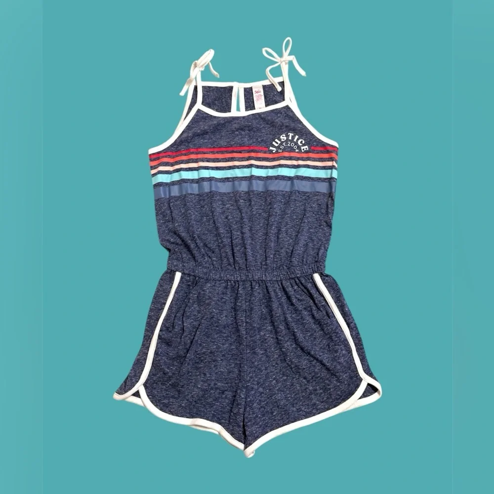 Romper Justice Kids Navy with Stripes Size 10 New with Tags