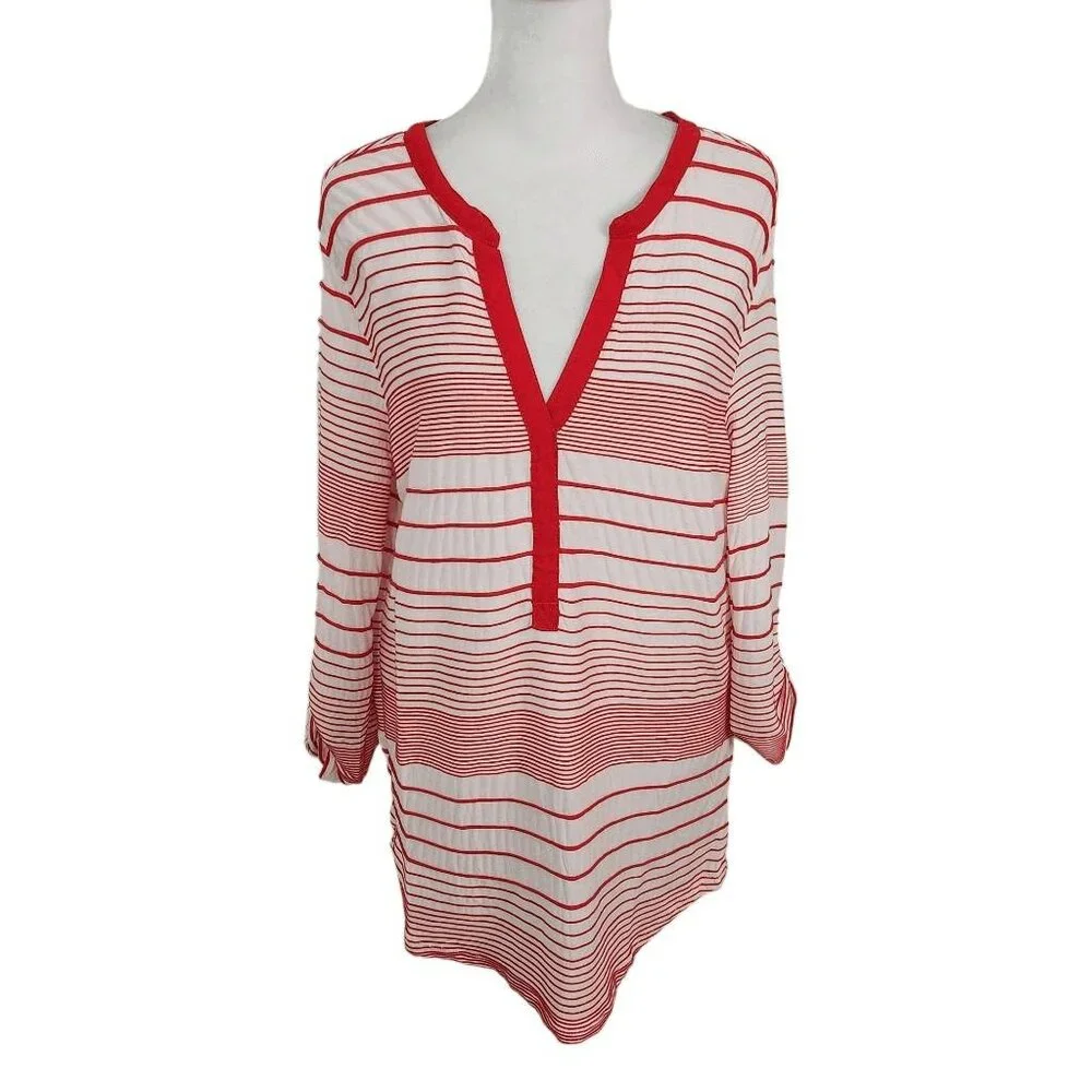 Sanctuary Red and White Stripe Tunic NWT XS Red Striped Knit Top