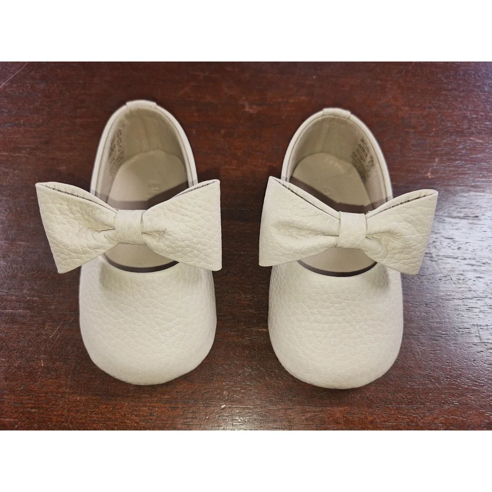 Elephantito Baby Girls Ballerina Shoes Bow Leather Blush Infant US Size 4‎ M