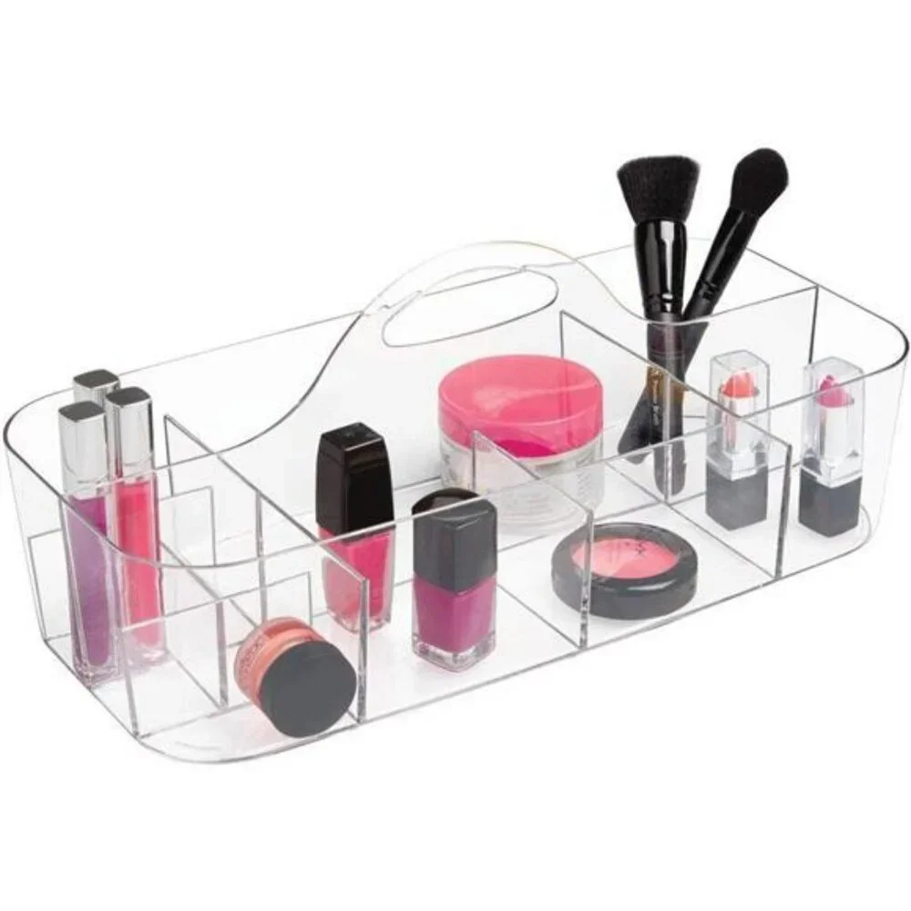 Clear Plastic Cosmetic Organizer Tote Makeup Storage Bin Bathroom Shower Caddy