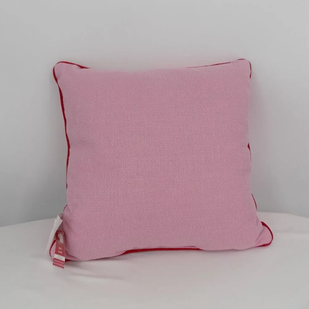 Christmas Ornament Tree Pillow Red Pink Whimsical Christmas 18x18 Holiday New