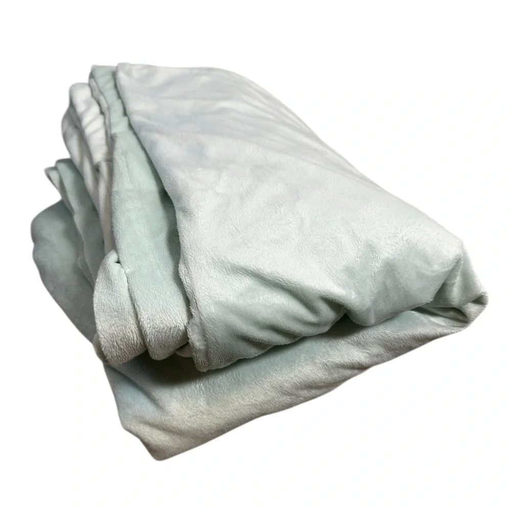 Pottery Barn Kids Duvet Cover Luxe Chamois Velour Soft Mint Cozy Warm 68