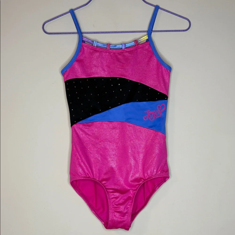 Danskin Jojo Siwa Girls Shimmery Pink Blue Black Leotard Size 12/14