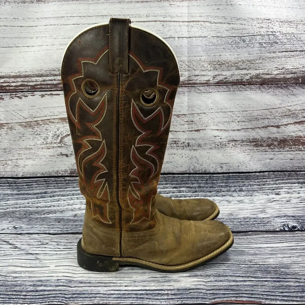 Smoky Mountain Boots Maverick Brown Leather Square Toe Western Boots, Youth 4.5