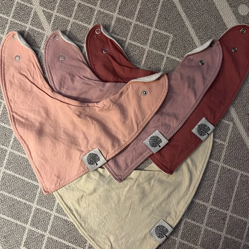 Parker baby drool Bibs Set in Pink, Cream, and dark pink