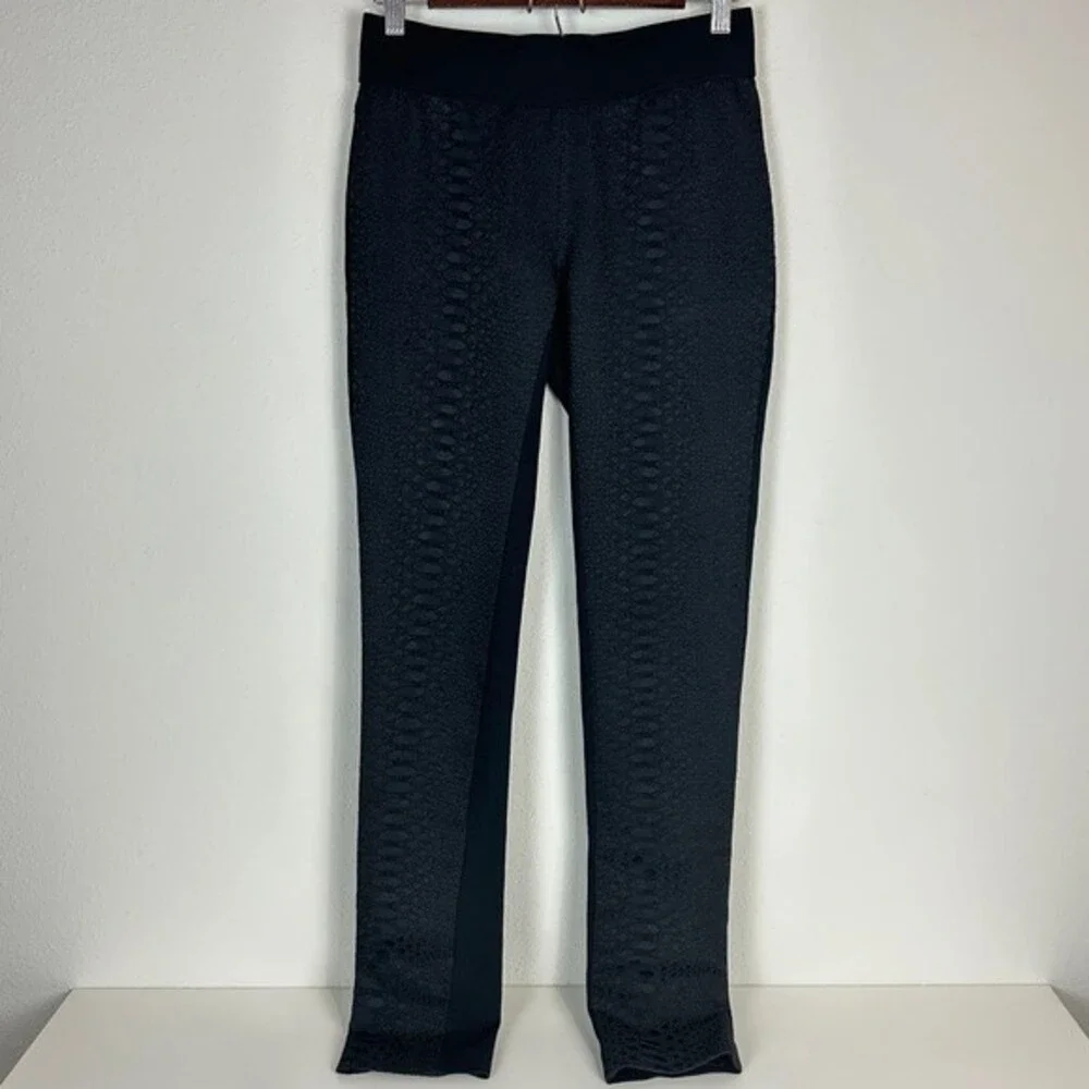 Carmen Marc Valvo Textured Front Black Leggings S