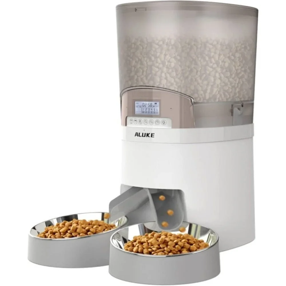NEW Automatic Pet Feeder for Two Cats/Dogs 6.5L Dry Food Dispenser Voice Record