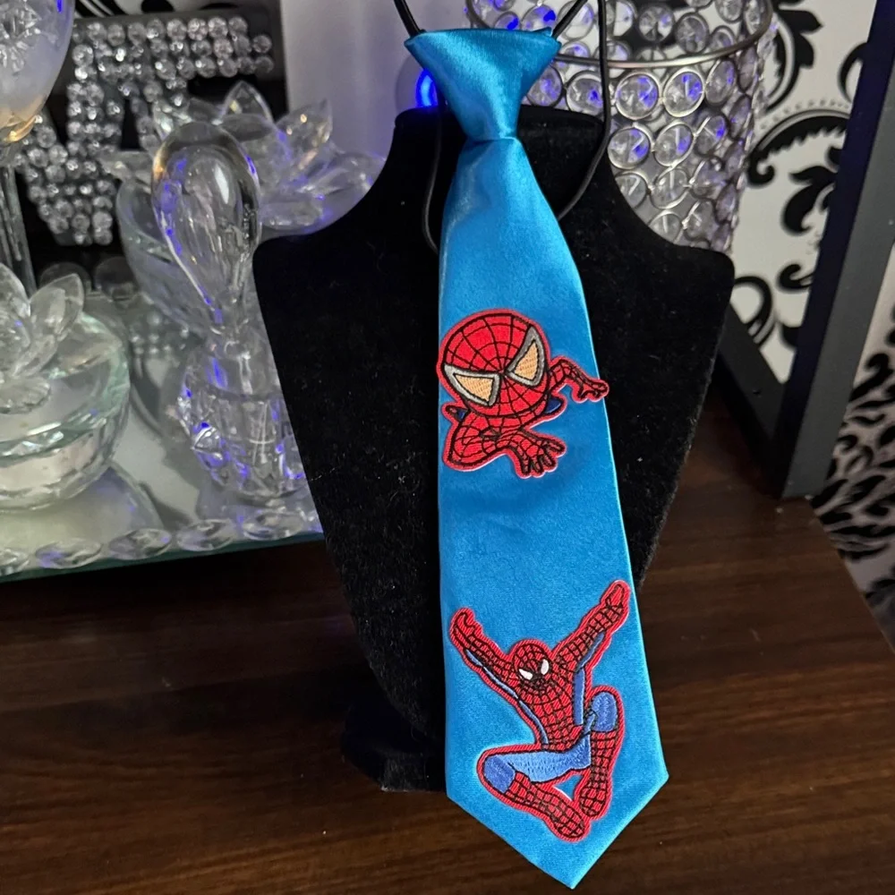 Blue Kids Spider-Themed Tie