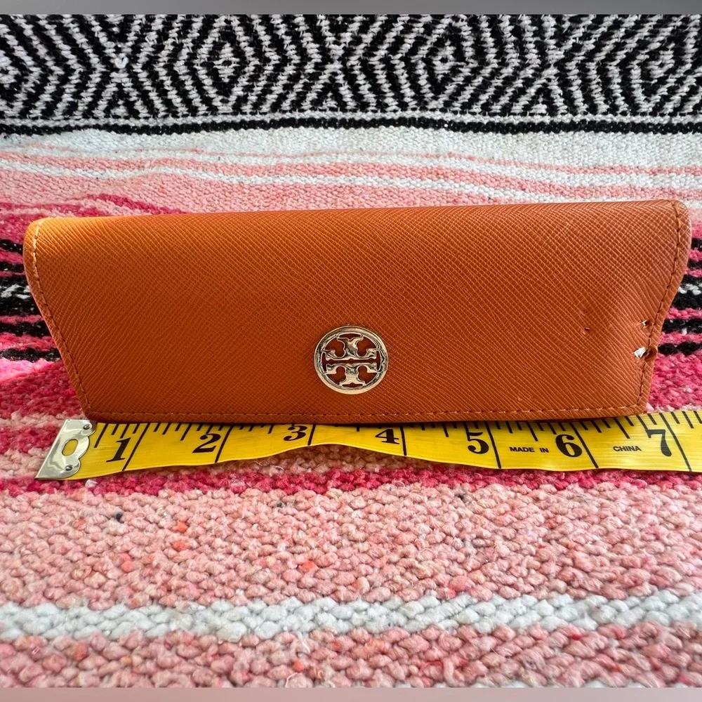 Tory Burch Orange Leather Eyewear Glasses Case