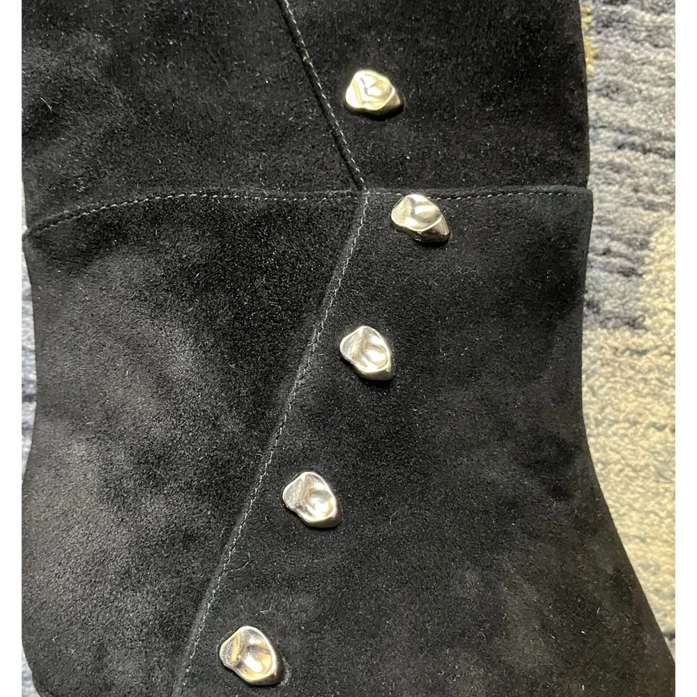 ANTONIO MELANI Black Suede Knee high Boot with Stud Accents