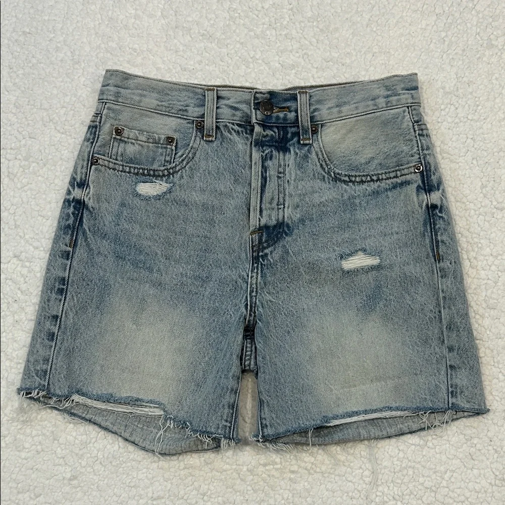 Pistola Devin High Rise Denim Shorts size 26 St. Tropez Blue Distressed