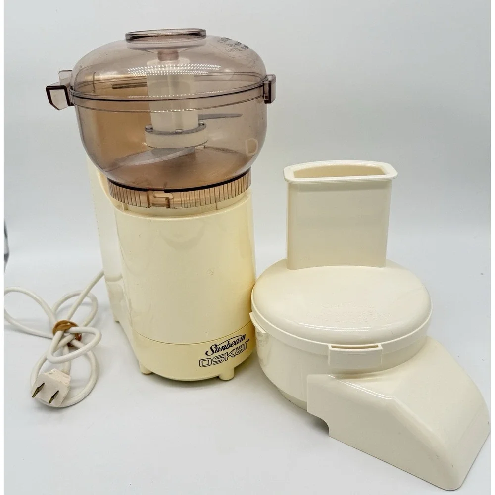 Vintage Sunbeam OSKAR Food Processor 14081 W/Slicer Shredder Attachment France