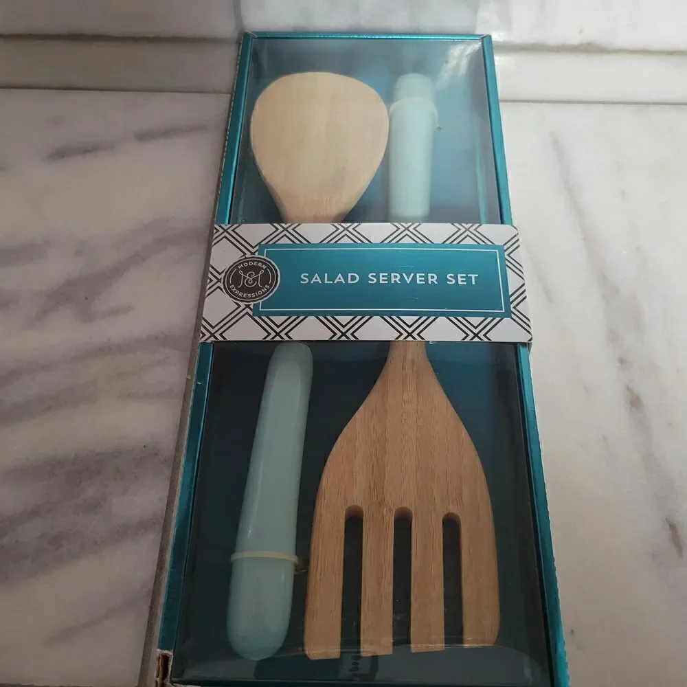 Modern Expressions Wooden Salad Server set Fork and Spoon Set
