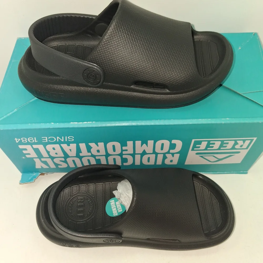 Reef Black Slip-On Comfort Slides with Heel Strap