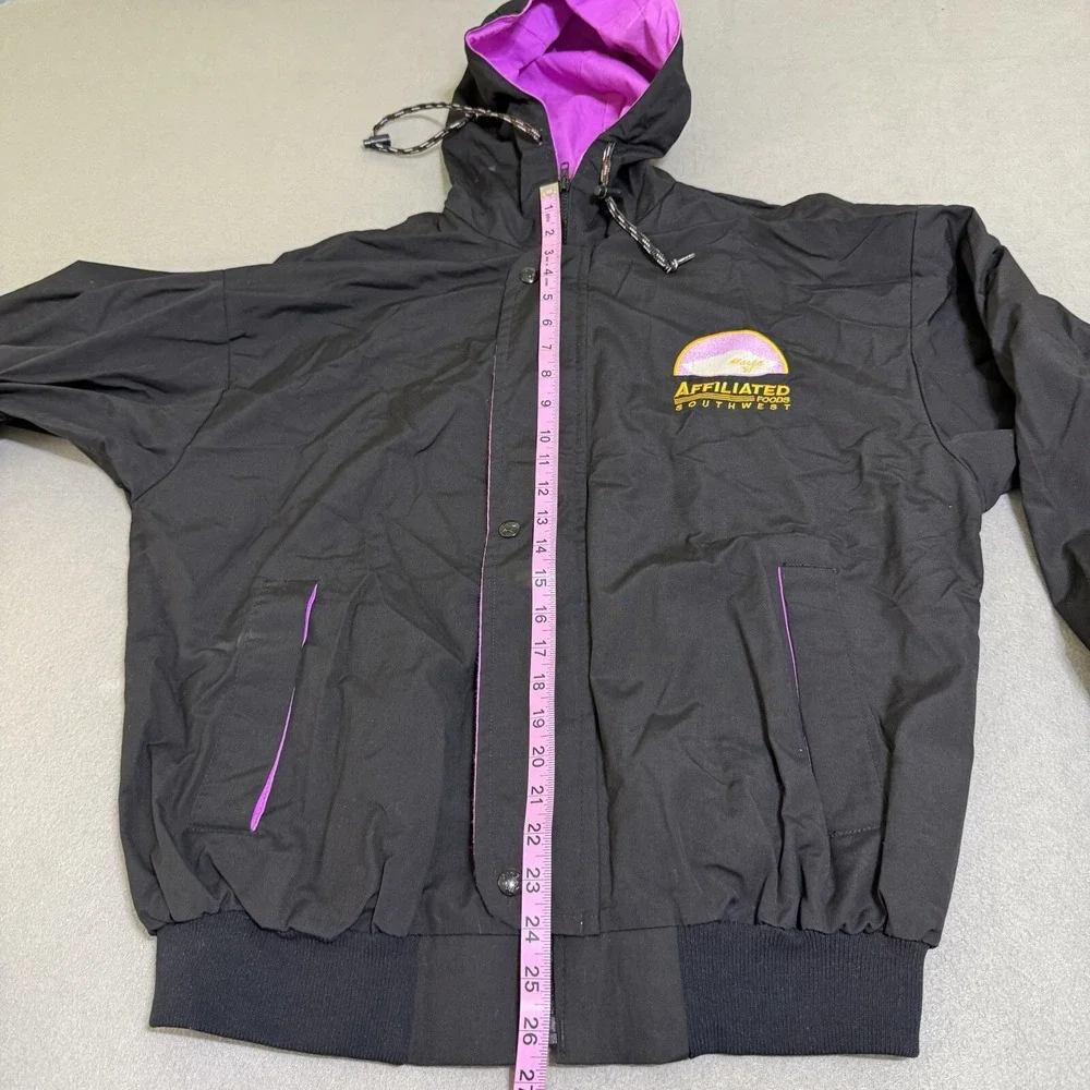 Vtg‎ Bomber Jacket Mens Large Black Hooded Full Zip Pro Fit Union USA 90s Custom