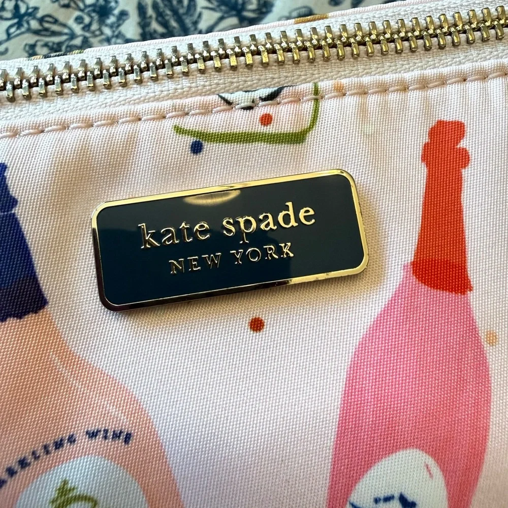 Kate Spade New York Dawn Pink Nylon Champagne Triple Gusset Crossbody Bag NEW