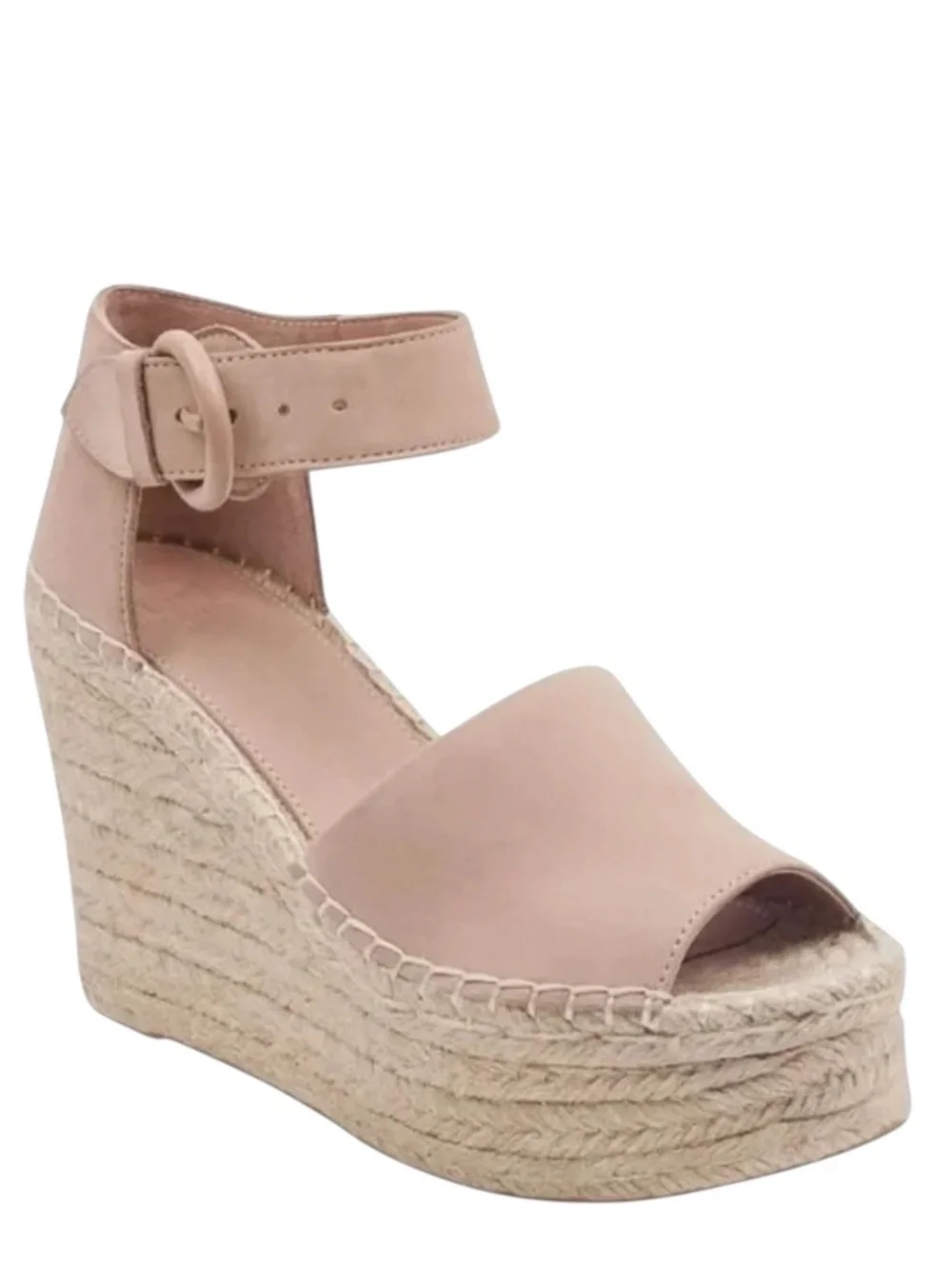 Marc Fisher Alida Espadrille Wedge Sandal Blush Pink Nude Size 10 Platform NEW