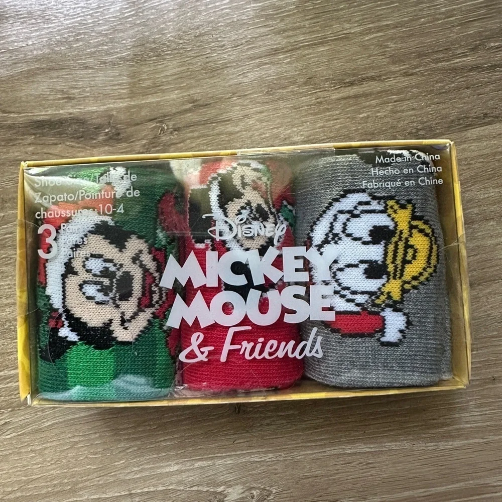 NIB Kids Disney Mickey Christmas Socks 3 Pk Gift Set