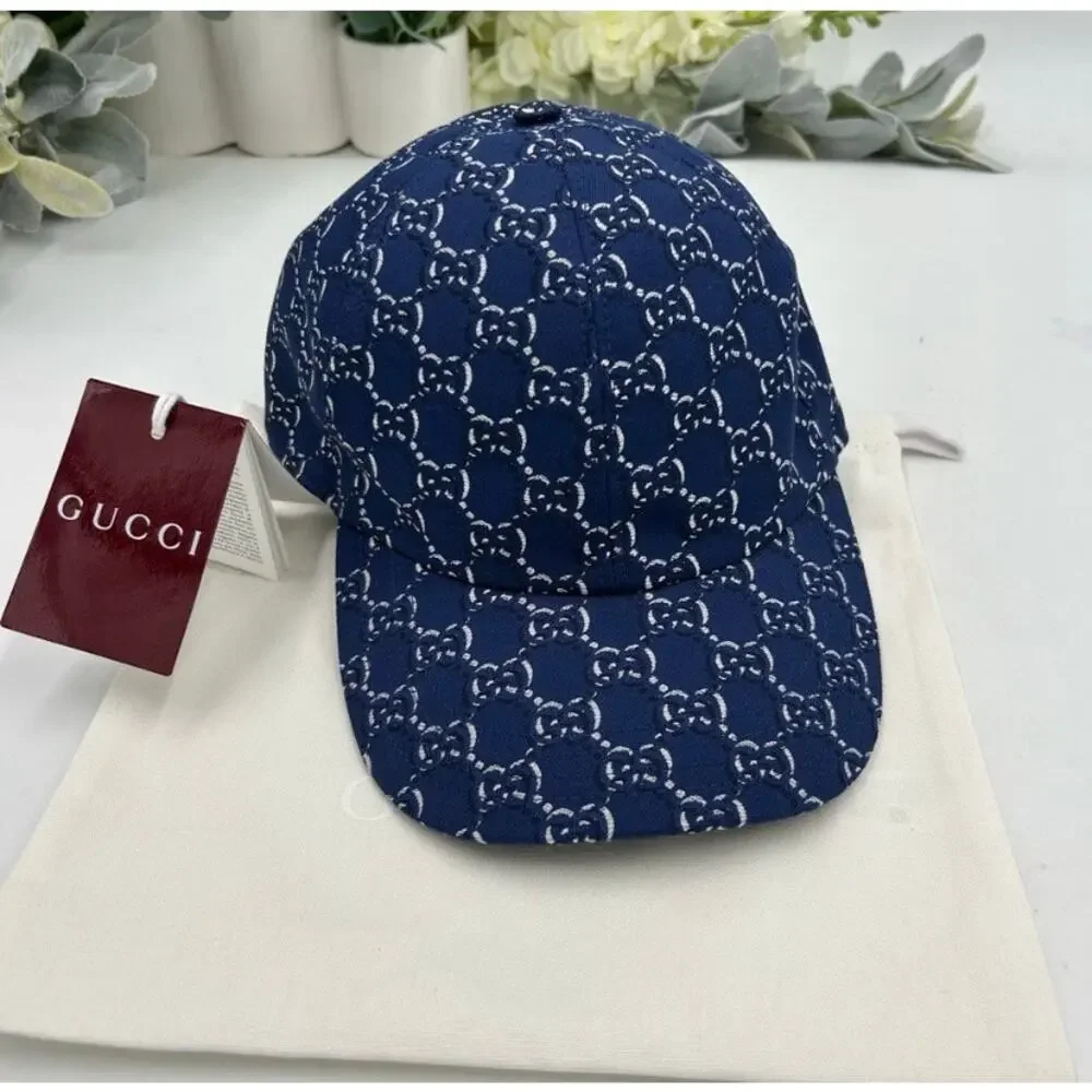 Men's Gucci, blue shadow GG adjustable baseball camp size medium, made in Italy