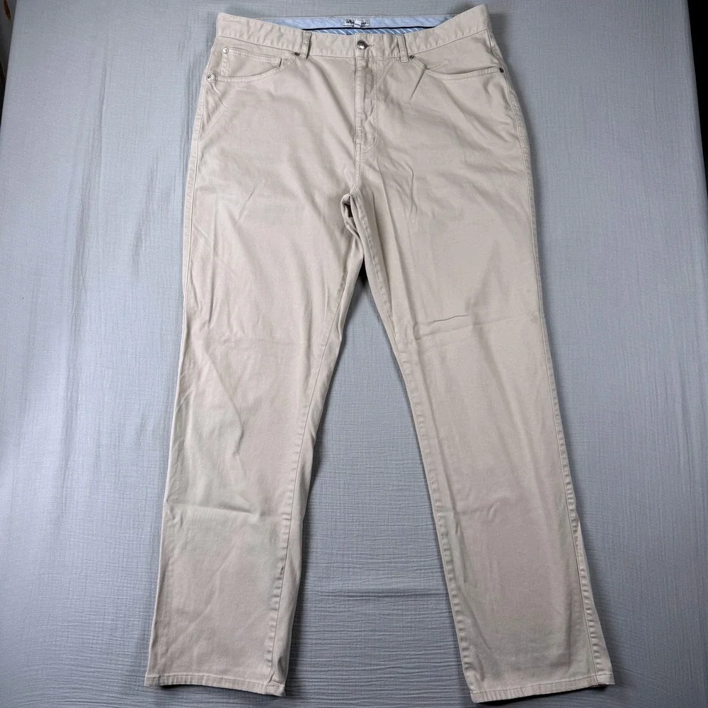 Peter Millar Mens Chino Pants Size 40 Beige Cream Cotton Modal Stretch 40x33