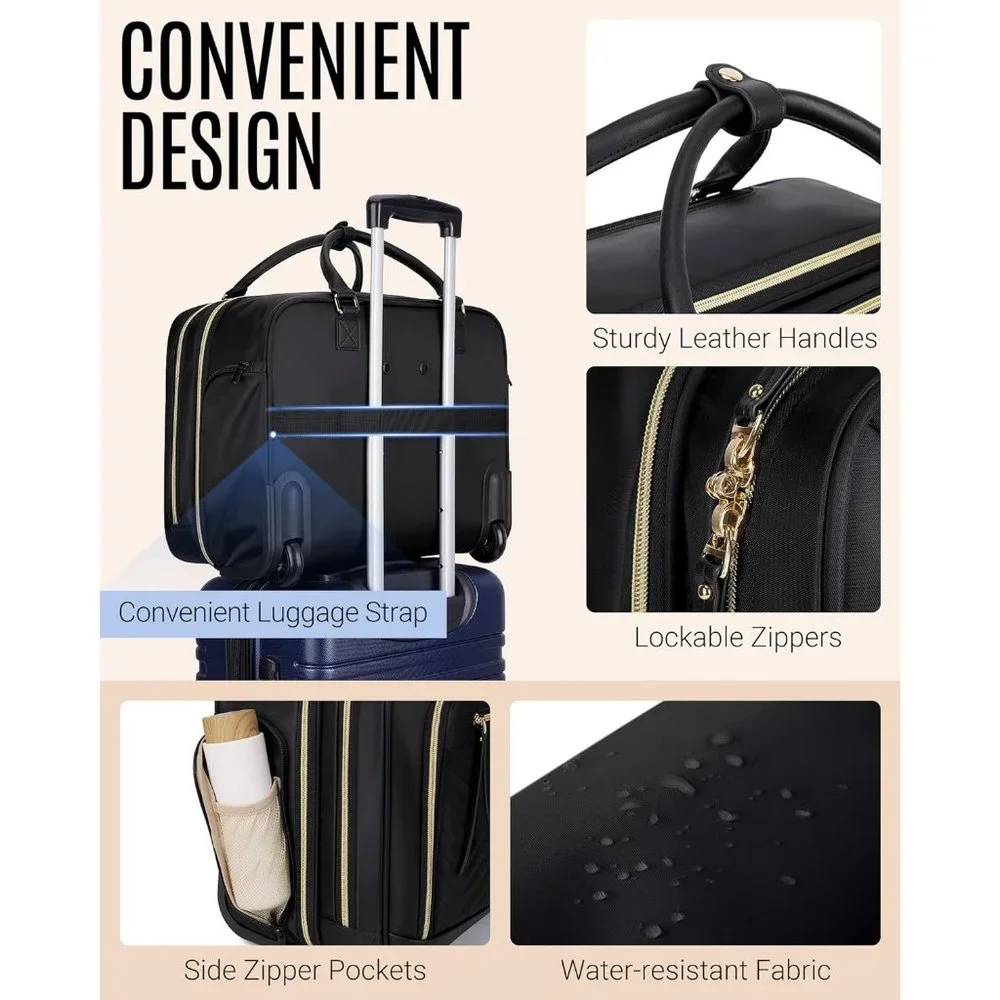 LIGHT FLIGHT Rolling Laptop Bag 17.3 inch Rolling Briefcase for Women