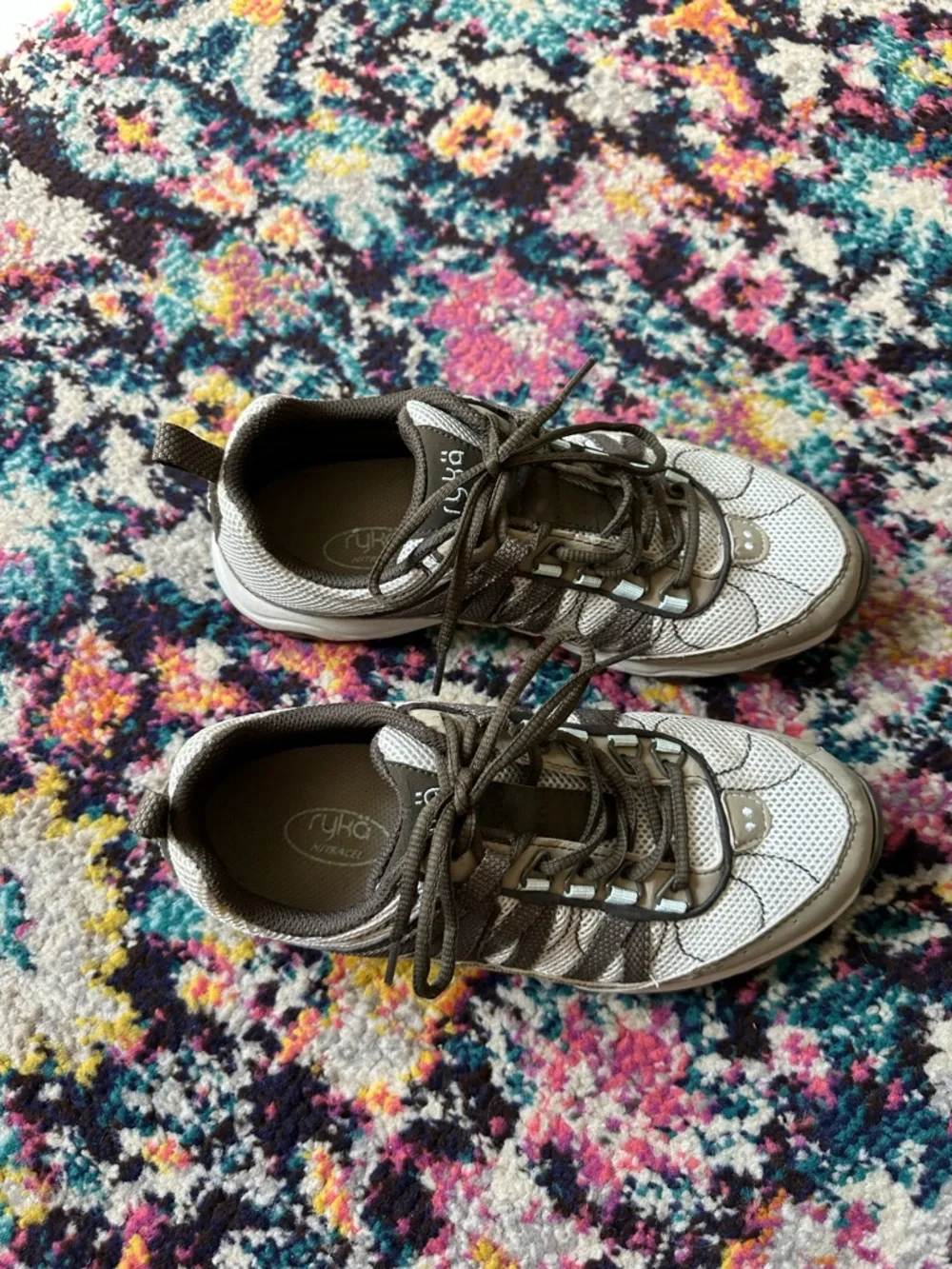 Ryka Lace Up Sneakers Womens 7.5 Gray Brown
