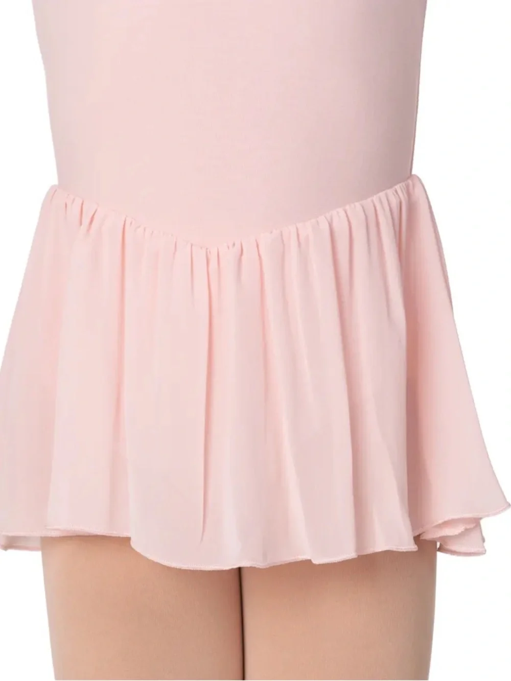 Bloch Light Pink Long-Sleeve Ballet Leotard with Layered Chiffon Skirt sz 6x 7