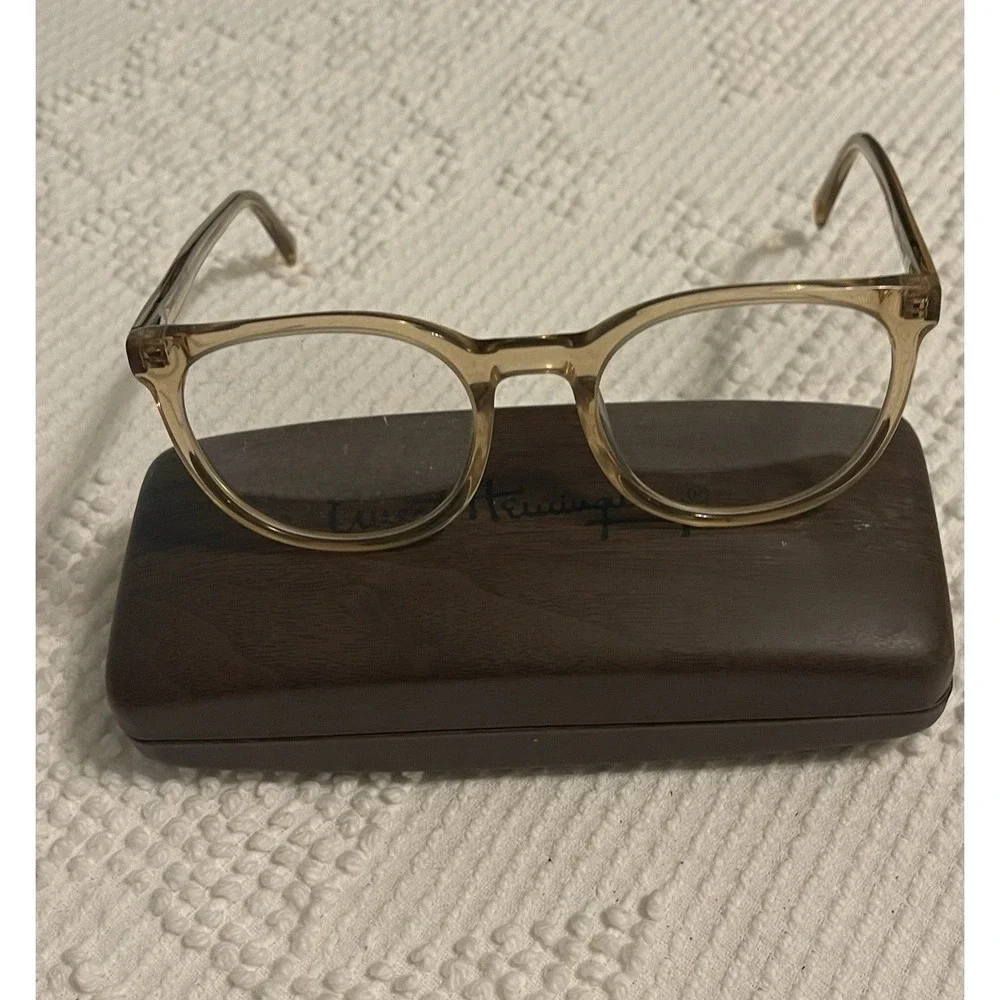 Warby Parker Eyewear Gillian M177 Transparent Glasses Crystal Beige W/ Case