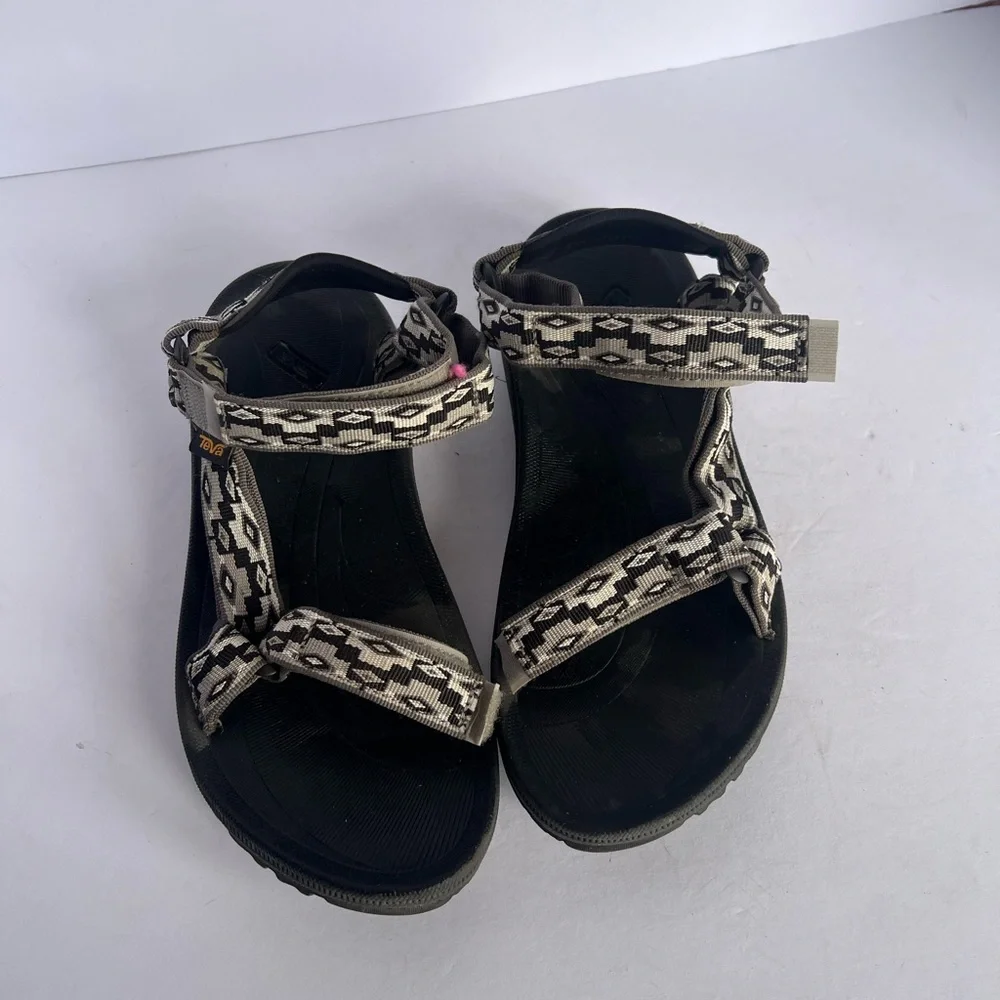 Teva Women's Black and Cream Strappy Sport Sandals