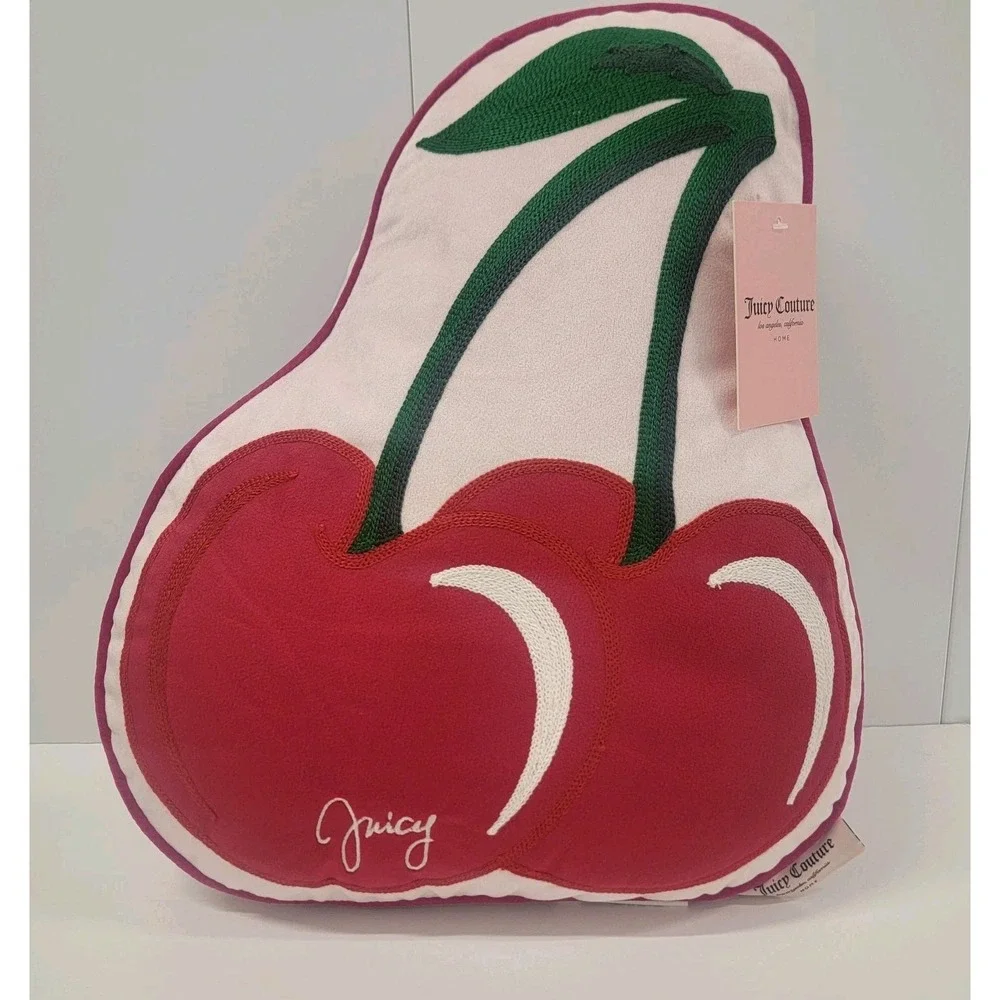 NWT! Juicy‎ Couture Decorative Cherry Pillow Cherry Pink