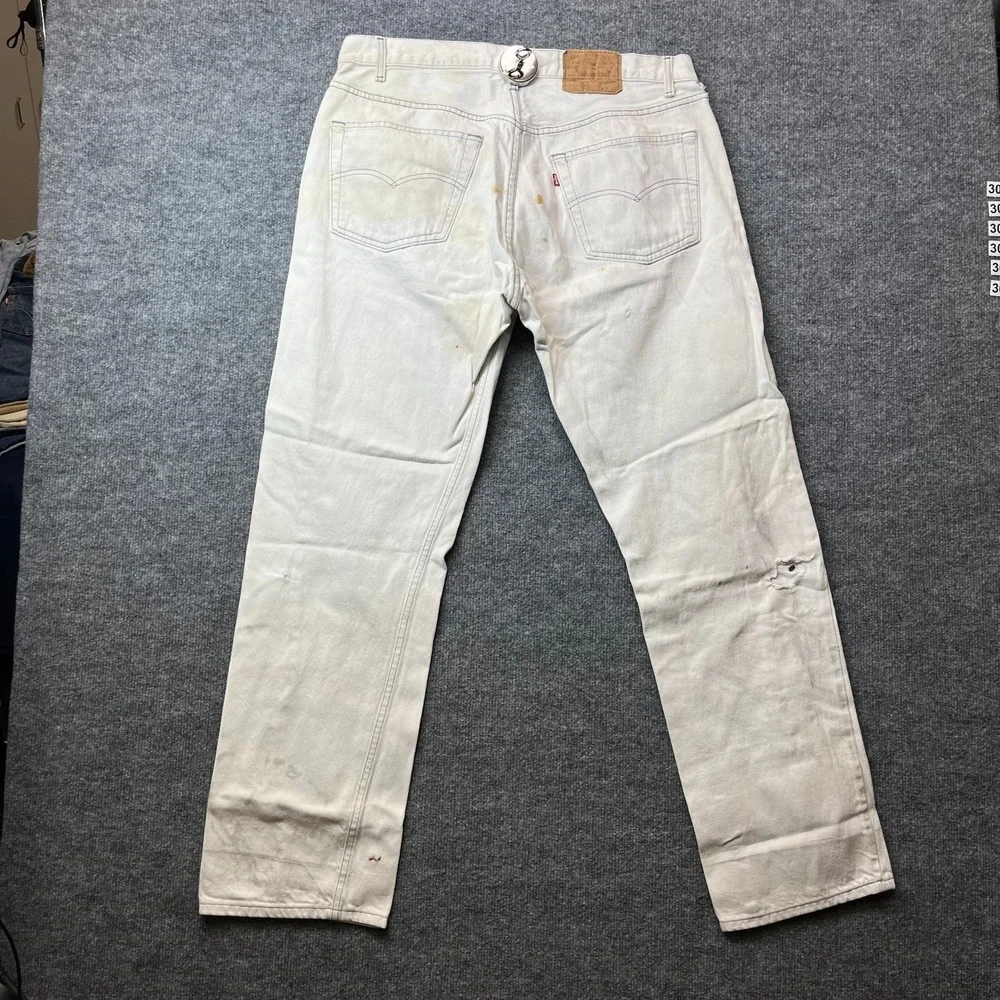 VTG Levi's 501 0657 Jeans Men's White Denim Classic Button Fly 37X29.5 - Flaws