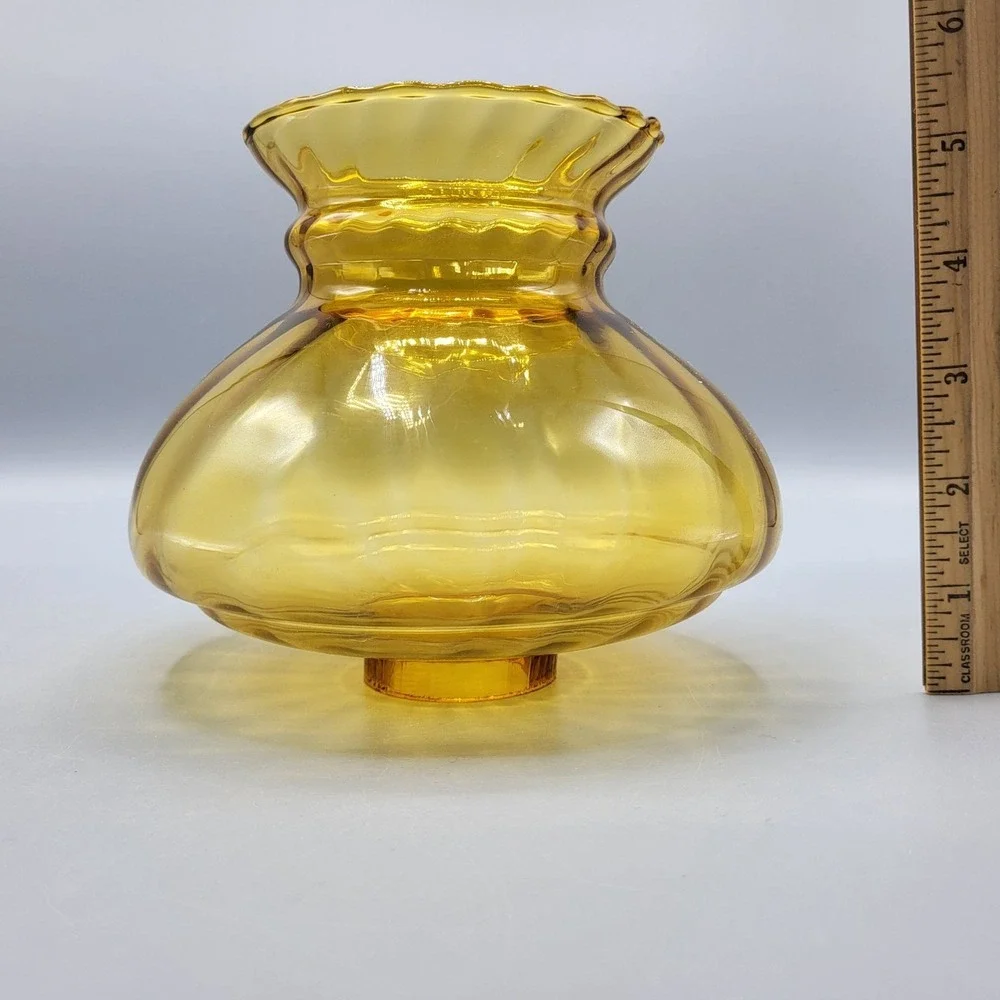 Vtg Amber Swirl Glass Lamp Hurricane Victorian Parlor Shade Replacement