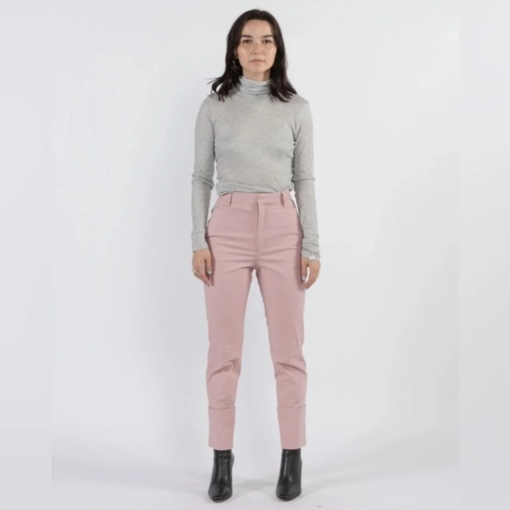 THE SCRIPT New With Tags Claudia Pants rose pink flat front straight leg linen 4