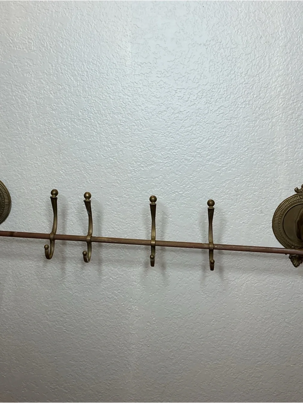 34” L Vintage Brass Horse Head Wall Hook Rack - Brown/Gold