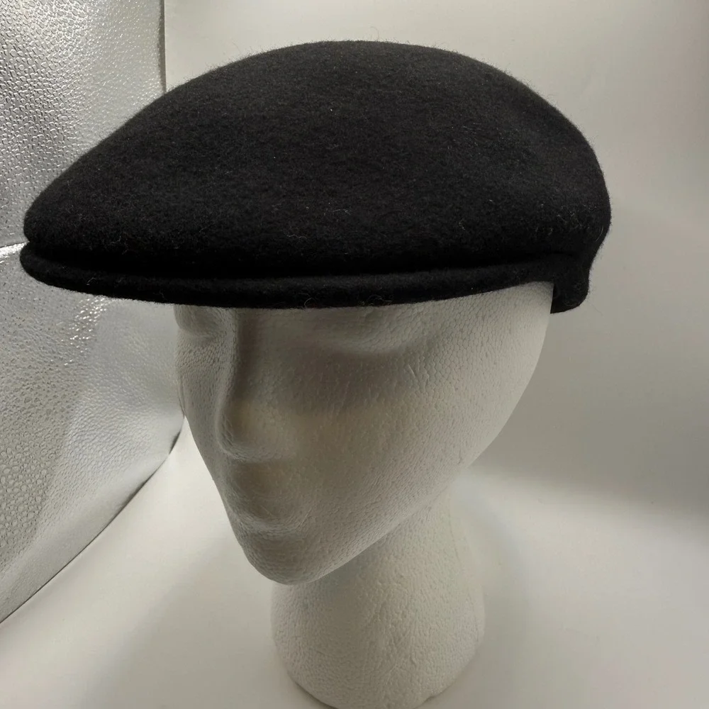 Made in Italy Mens 100% Wool Flat Cap Black Ivy Newsboy Hat Size 58 Large