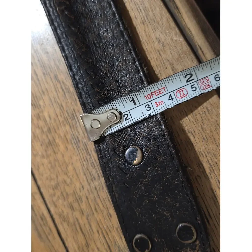 Vtg Western Leather BELT sz 46 Texas Star Belt Buckle Brown Silver