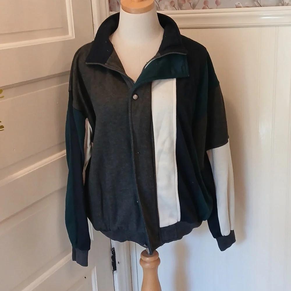 Vintage 80s  Christian Dior Monsieur Men's Black and White Jacket Large