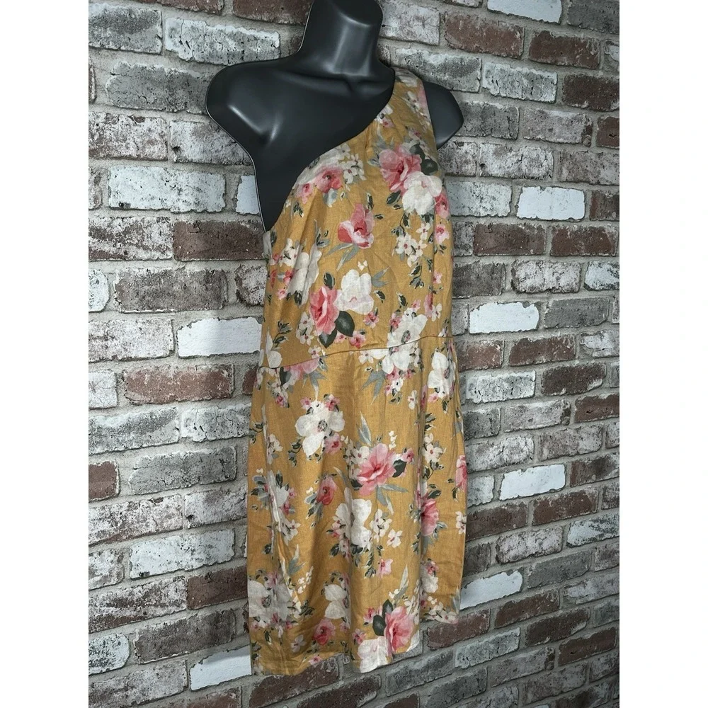 Abercrombie‎ Fitch Floral Linen Blend Dress Size Medium One Shoulder Spring
