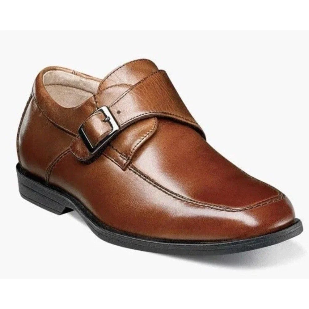 Florsheim Boys' Reveal Monk Jr‎ Strap Cognac Leather Dress Shoes 16541-221 12M