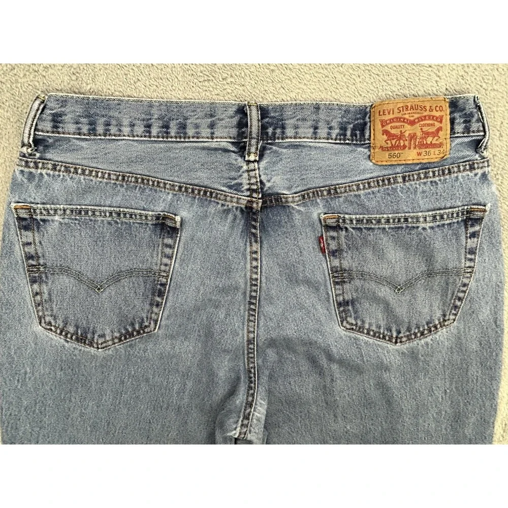 Levis‎ 560 Men Blue Denim Baggy Relaxed Comfort Fit Jeans 36x34 (34x31 actual)