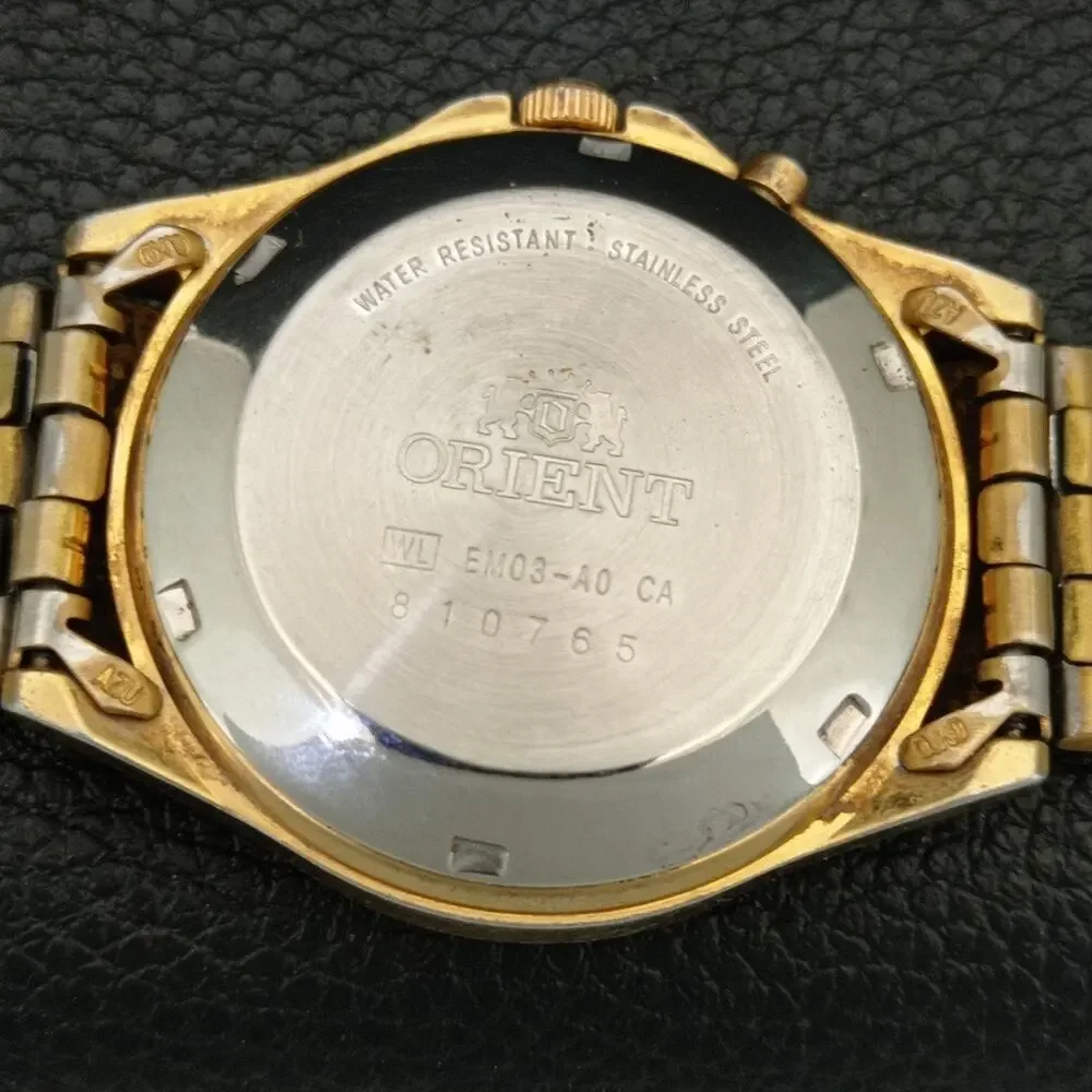 Vintage 1972 Orient Automatic Mens Gold Watch W/daydate & Black accents