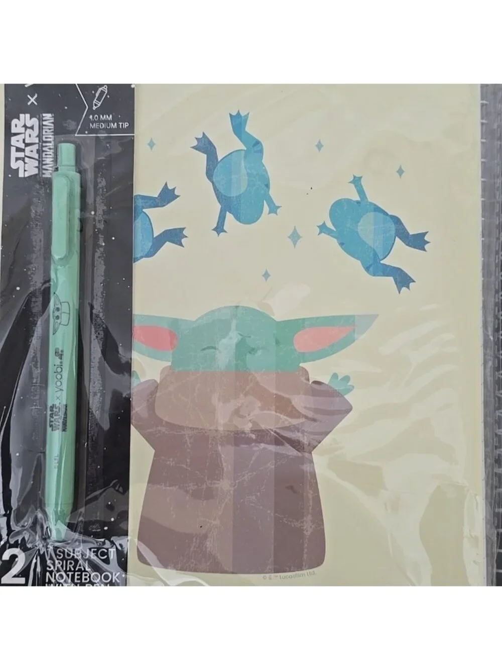 8-PACK YOOBI 4 Subject Notebooks 8″X 10.5″ College Ruled And 4 Pens Grogu Force