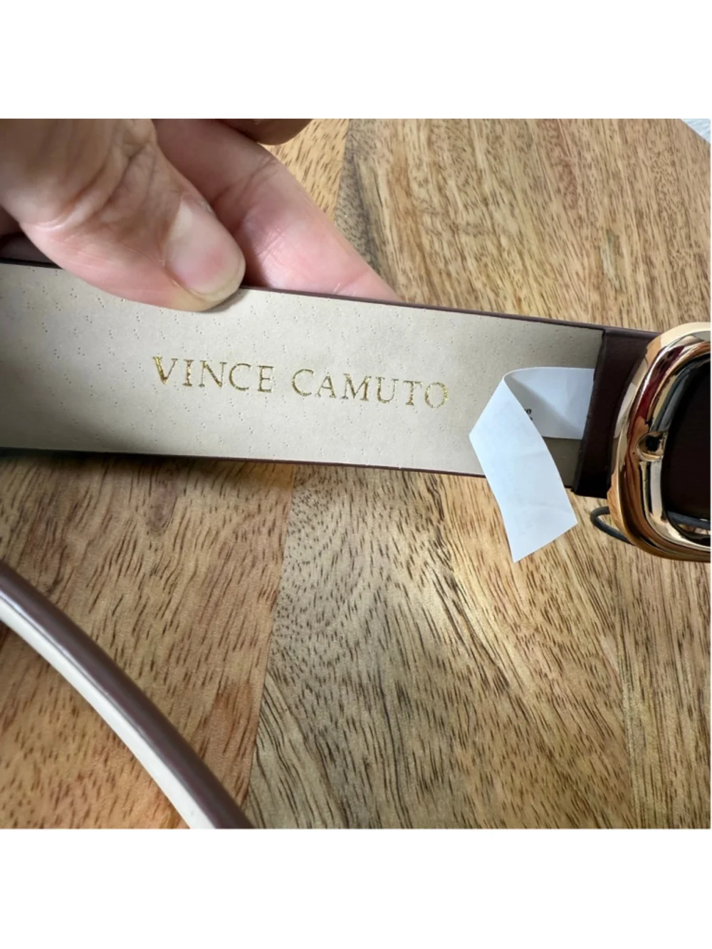 Women's Vince Camuto Brown Faux Leather Metal Belt
