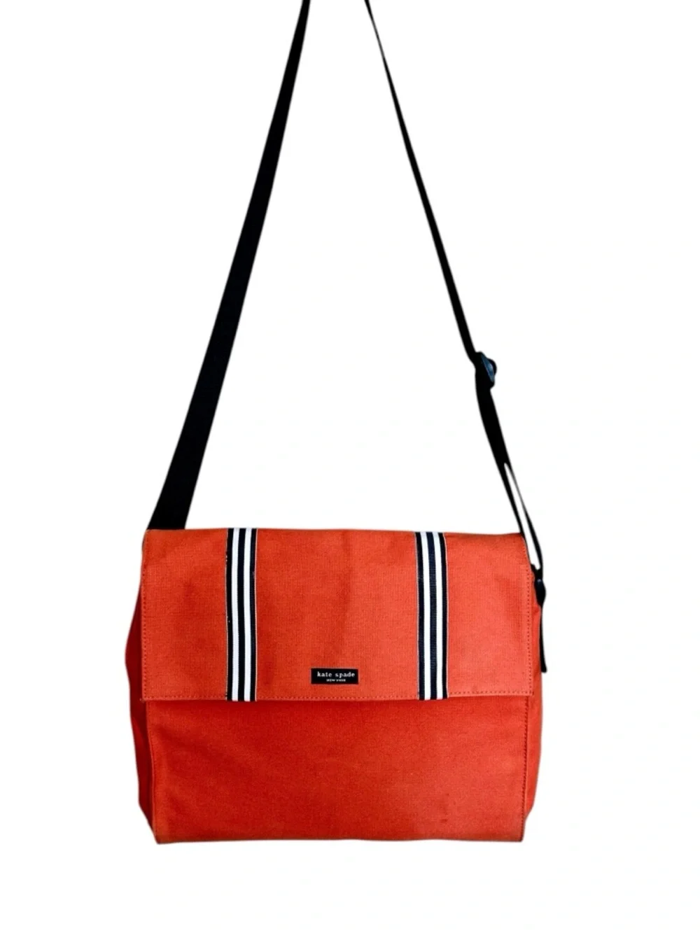 Kate Spade Orange Canvas Messenger/Laptop Bag Unisex