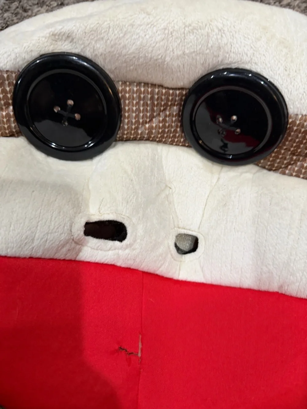 Halloween Mask, sock monkey with Large Button Eyes