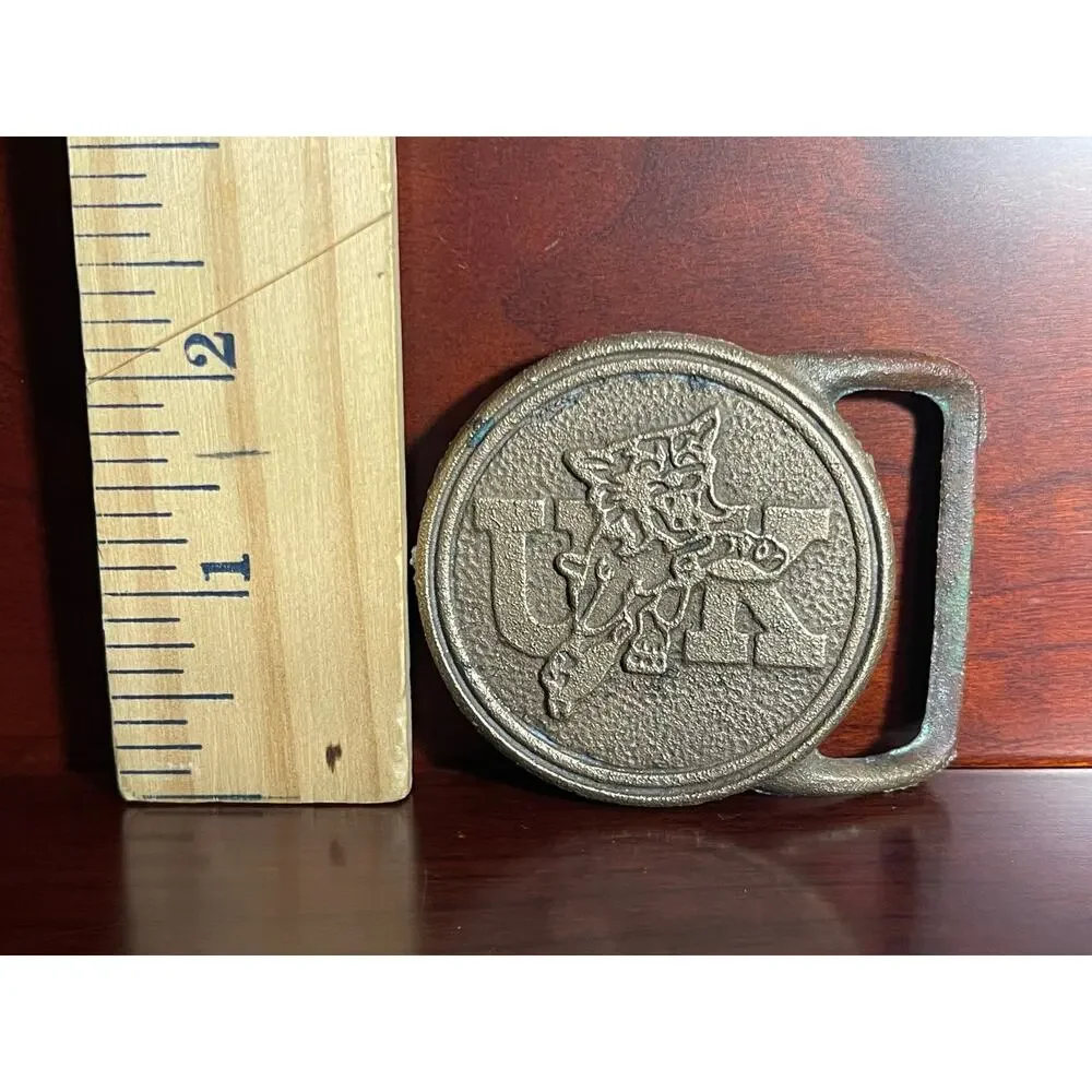 University Of Kentucky UK Wildcats Brass Belt Buckle Back Woods Buckle Co USA